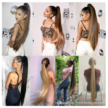 SC Hot Sale Straight Clip In Hair Ponytail False Hair 22" Ponytail Hairpiece With Hairpins Synthetic Ponytail Hair Extensions